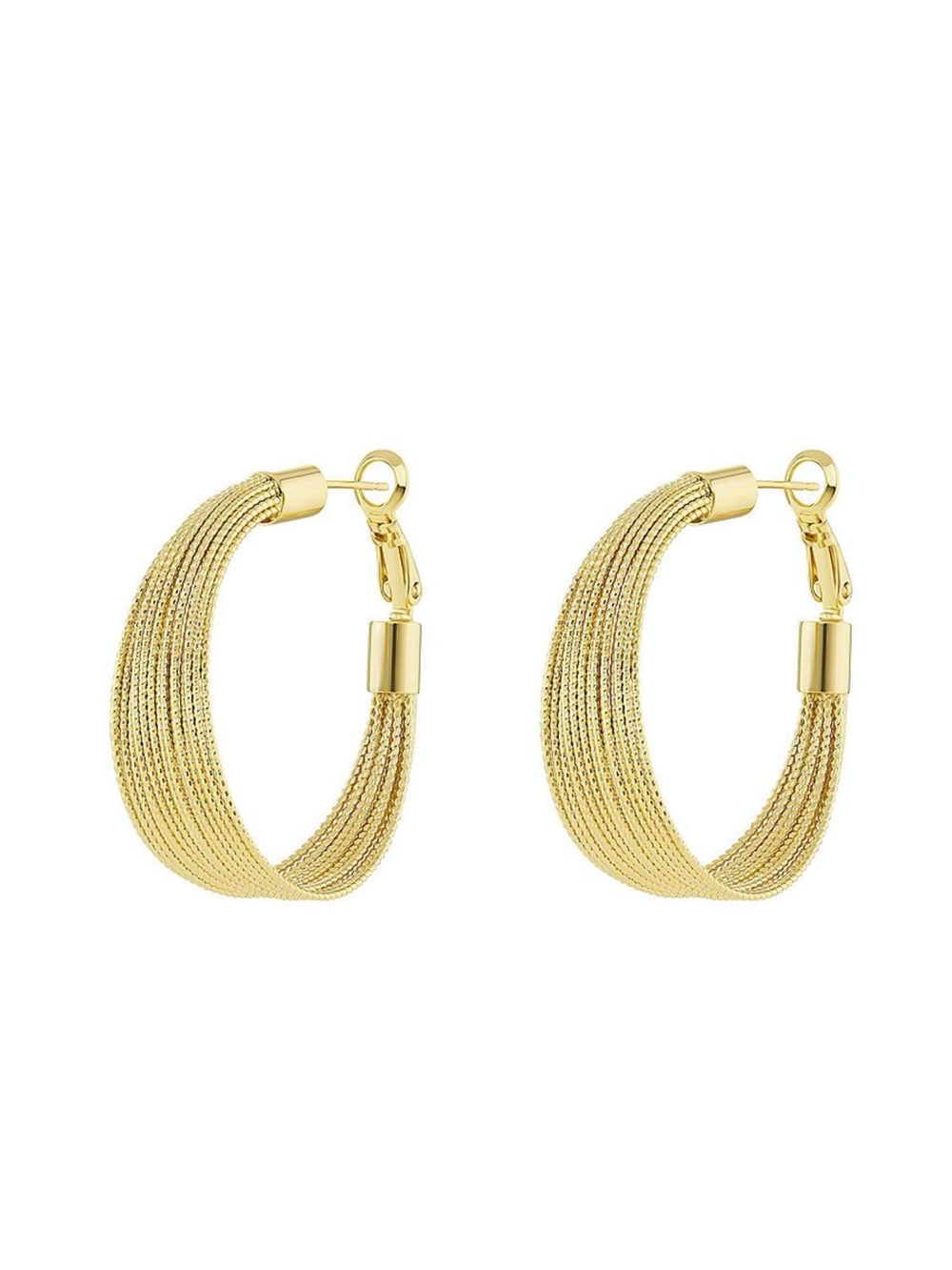 PRIMROSE Textured Multi Row Hoop Earrings 14KT Gold Plated New